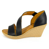 Nompempe : Ladies Leather High-Heel Sandal in Black Relaxa