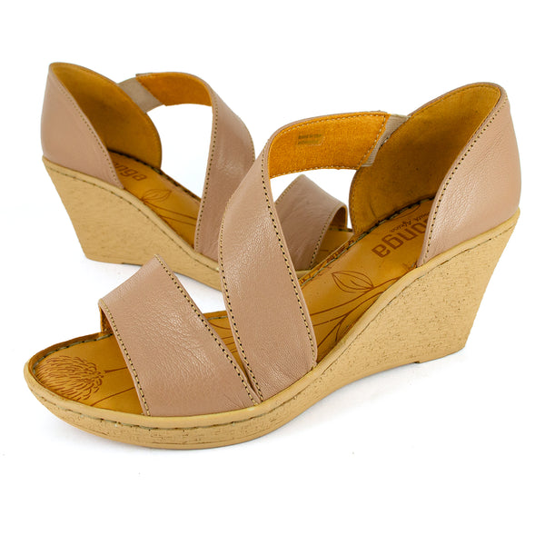 Nompempe : Ladies Leather High-Heel Sandal in Timber Cayak