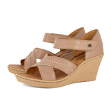 Tangier : Ladies Leather High-Heel Sandal in Timber Cayak