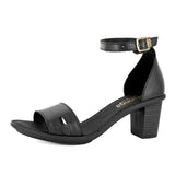 Ghardaia : Ladies High-Heeled Leather Sandal in Black Relaxa