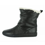 Iholide : Ladies 100% Wool-Lined Leather Short Boot in Black Natan