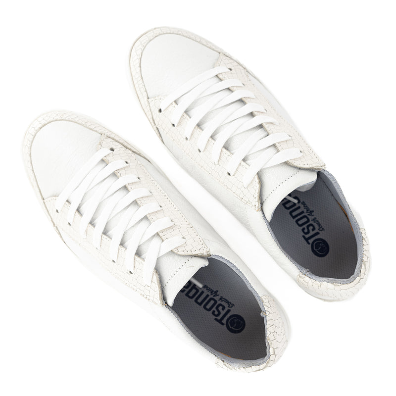 Isahluko : Ladies Leather Sneaker in White Cayak & White Coco Lux