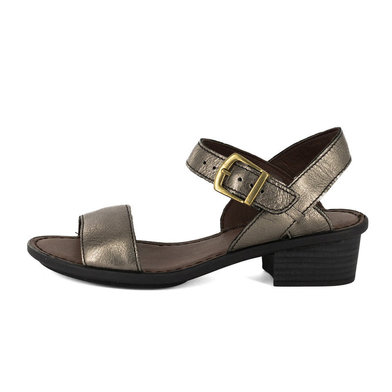 Kangcono : Ladies Leather Sandal in Anthracite Metallic