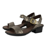 Kangcono : Ladies Leather Sandal in Anthracite Metallic