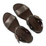 Kangcono : Ladies Leather Sandal in Anthracite Metallic