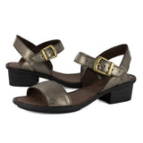 Kangcono : Ladies Leather Sandal in Anthracite Metallic