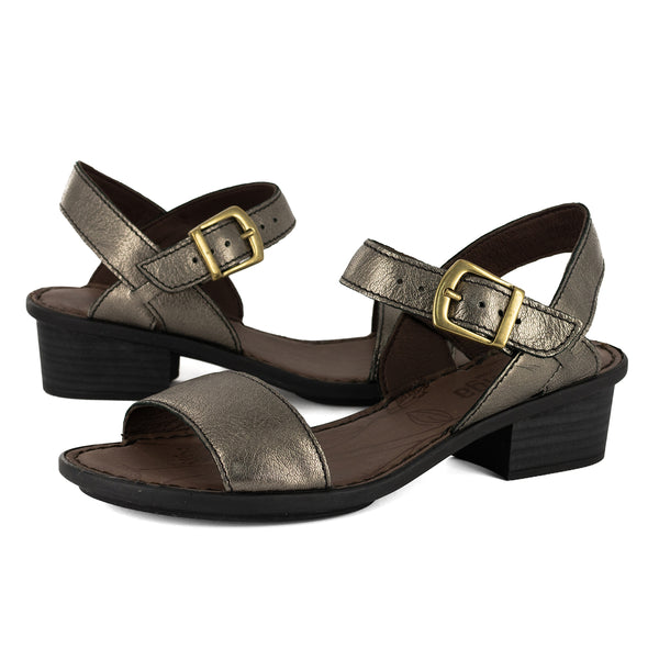 Kangcono : Ladies Leather Sandal in Anthracite Metallic