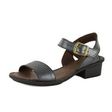 Kangcono : Ladies Leather Sandal in Black Perlato