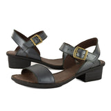 Kangcono : Ladies Leather Sandal in Black Perlato