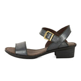 Kangcono : Ladies Leather Sandal in Black Perlato