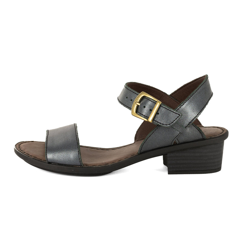 Kangcono : Ladies Leather Sandal in Black Perlato