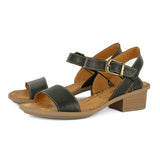 Kangcono : Ladies Leather Sandal in Black Relaxa