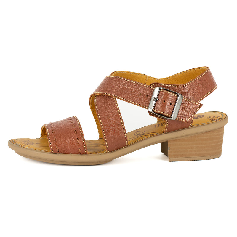 Nombeke : Ladies Leather Mid-Heel Sandal in Suede Cayak