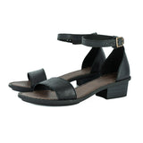 Beira : Ladies Leather Sandal in Black Cayak