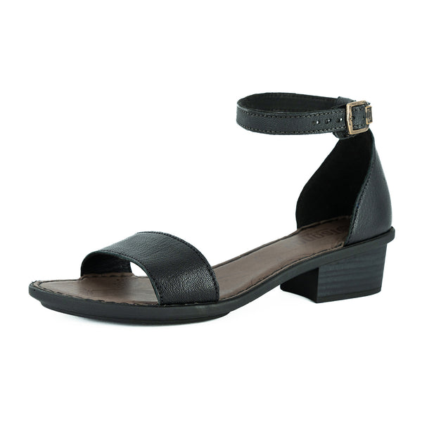 Beira : Ladies Leather Sandal in Black Cayak