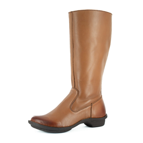 Vutha : Ladies Leather Mid-Calf Boot in Hazel Relaxa