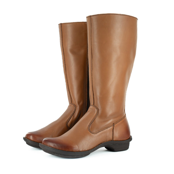 Vutha : Ladies Leather Mid-Calf Boot in Hazel Relaxa