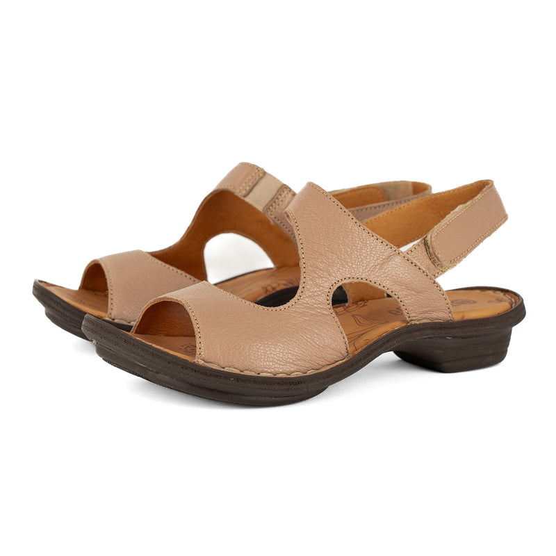 Gadla : Ladies Leather Sandal in Timber Cayak