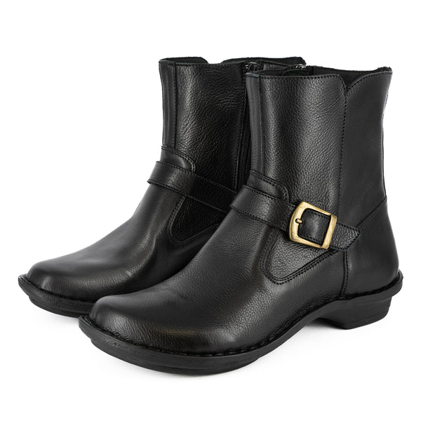 Shimoni : Ladies Leather Ankle Boot in Black Delta