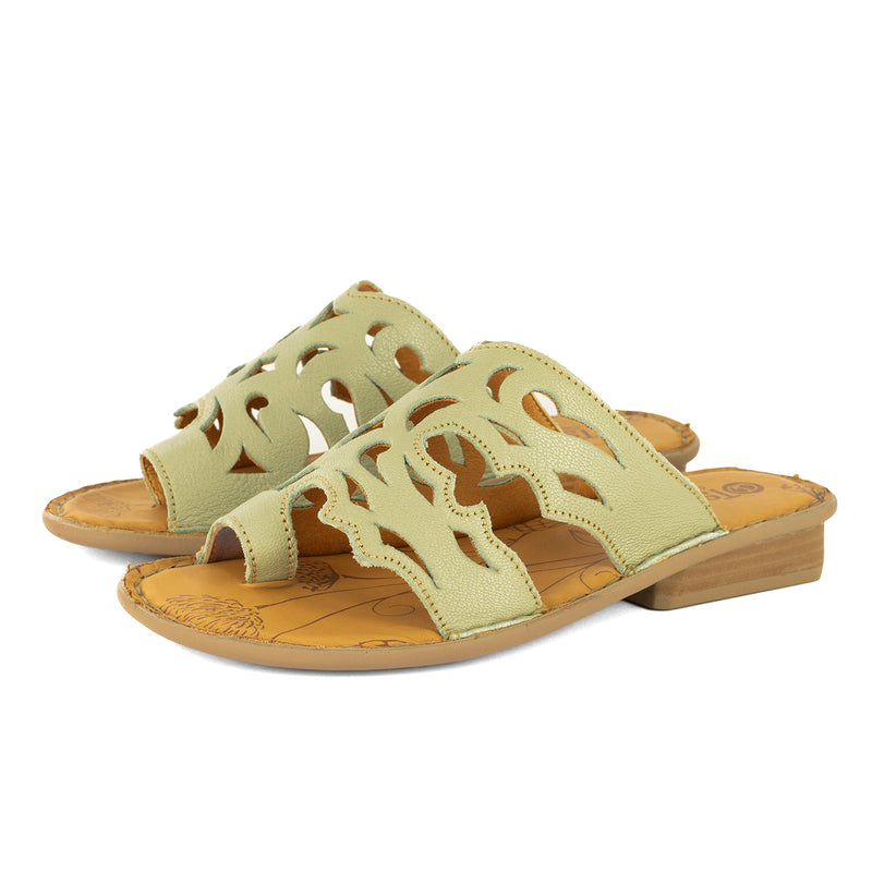 Isivinia : Ladies Leather Sandal in Mint Cayak