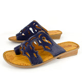 Isivinia : Ladies Leather Sandal in Marine Cayak