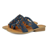 Isivinia : Ladies Leather Sandal in Marine Cayak