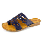 Isivinia : Ladies Leather Sandal in Marine Cayak