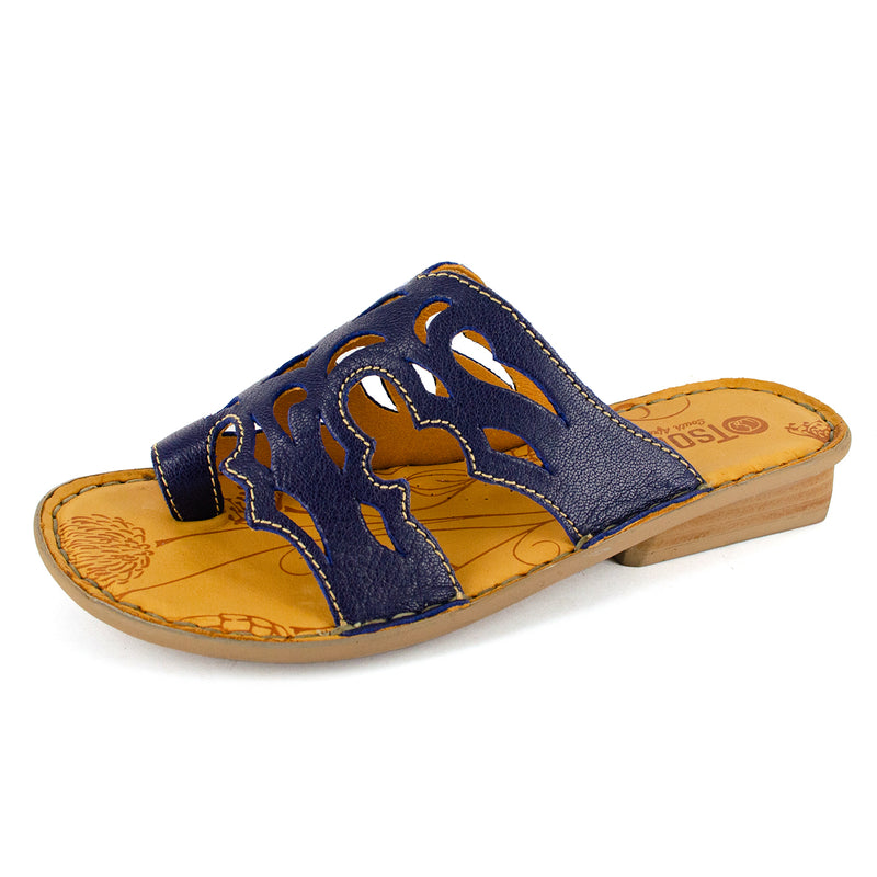 Isivinia : Ladies Leather Sandal in Marine Cayak