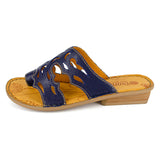 Isivinia : Ladies Leather Sandal in Marine Cayak