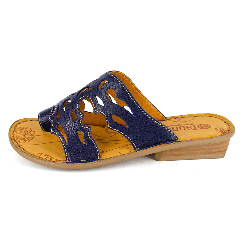 Isivinia : Ladies Leather Sandal in Marine Cayak