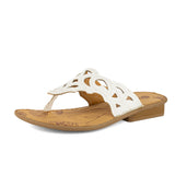 Gankla : Ladies Leather Sandal in White Cayak