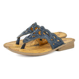 Gankla : Ladies Leather Sandal in Denim Cayak