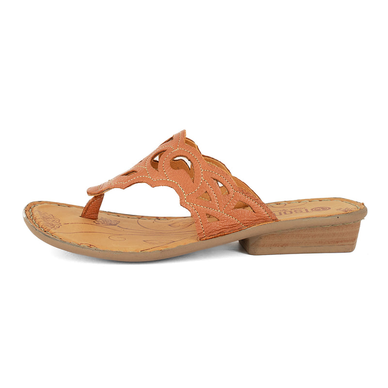 Gankla : Ladies Leather Sandal in Oak Cayak