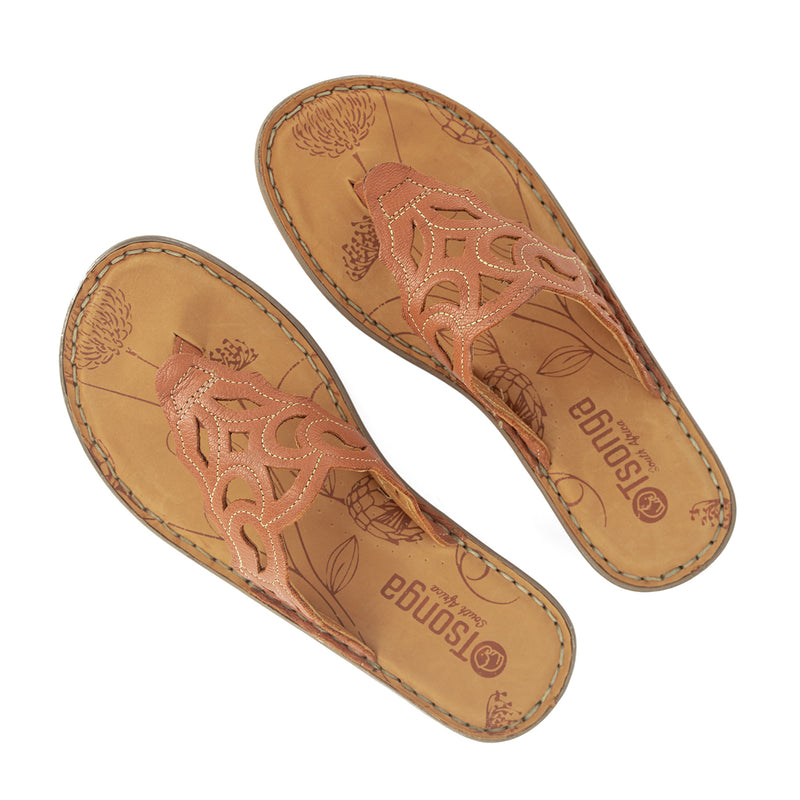 Gankla : Ladies Leather Sandal in Oak Cayak