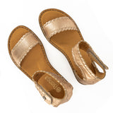 Thushana : Ladies Leather Sandal in Gold Metallic