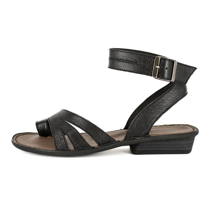 Hamisi : Ladies Leather Sandal in Black Cayak – Tsonga