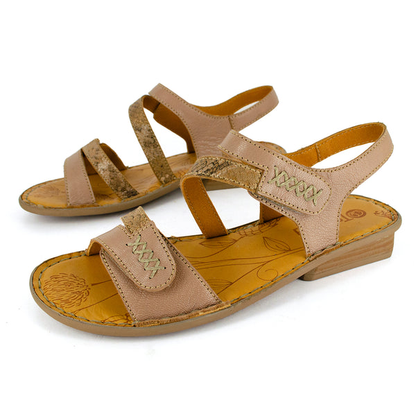 Omaruru : Ladies Leather Sandal in Timber Cayak