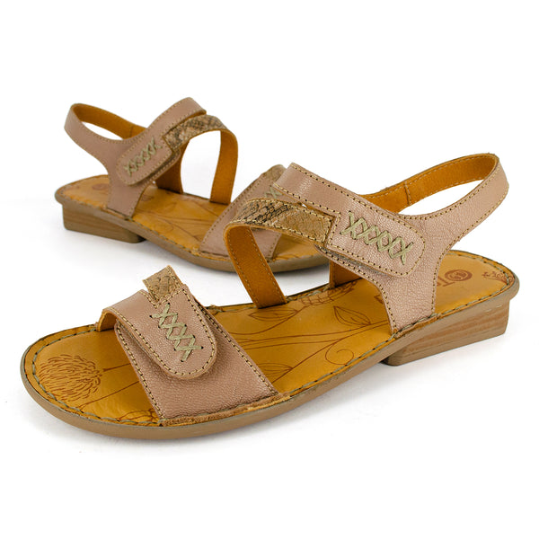 Omaruru : Ladies Leather Sandal in Timber Cayak