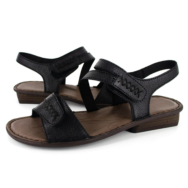 Omaruru : Ladies Leather Sandal in Black Nappa