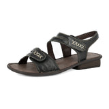 Omaruru : Ladies Leather Sandal in Black Nappa