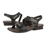 Omaruru : Ladies Leather Sandal in Black Nappa