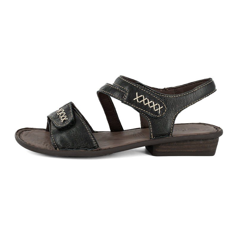 Omaruru : Ladies Leather Sandal in Black Nappa