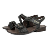 Omaruru : Ladies Leather Sandal in Black Nappa