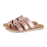 Abuye : Ladies Leather Sandal in Pink Metallic