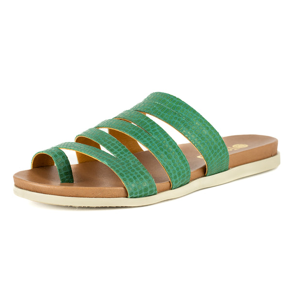 Abuye : Ladies Leather Sandal in Golf Coco Lux