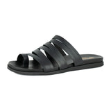 Abuye : Ladies Leather Sandal in Black Relaxa