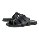 Abuye : Ladies Leather Sandal in Black Relaxa