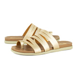 Abuye : Ladies Leather Sandal in Gold Foil