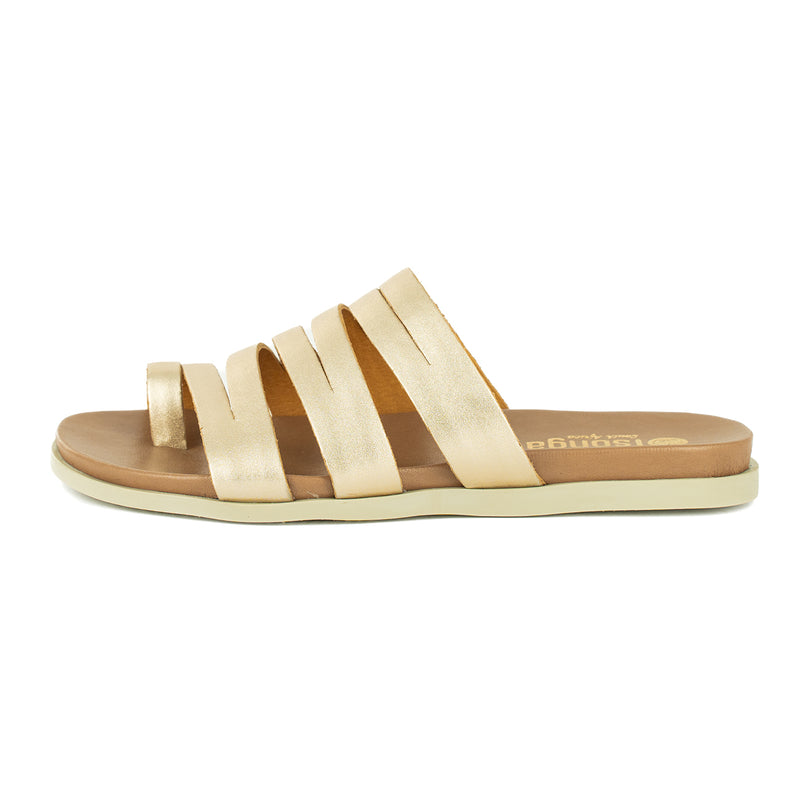 Abuye : Ladies Leather Sandal in Gold Foil