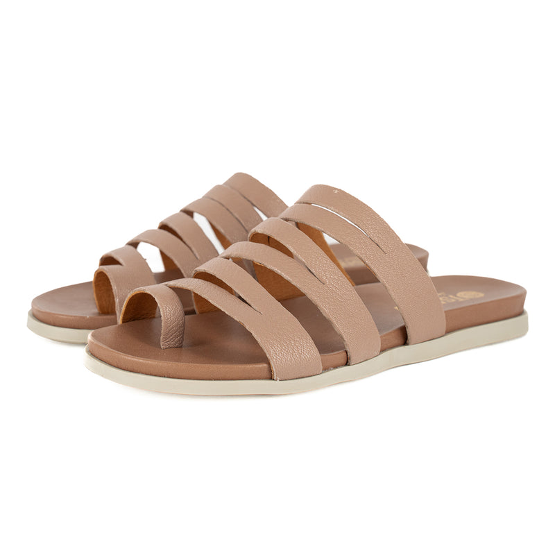 Abuye : Ladies Leather Sandal in Timber Cayak